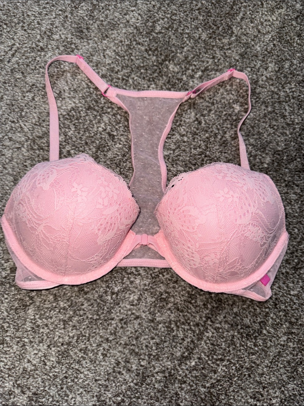 Victoria's Secret Light Pink Lace Racerback Push-Up Bra
